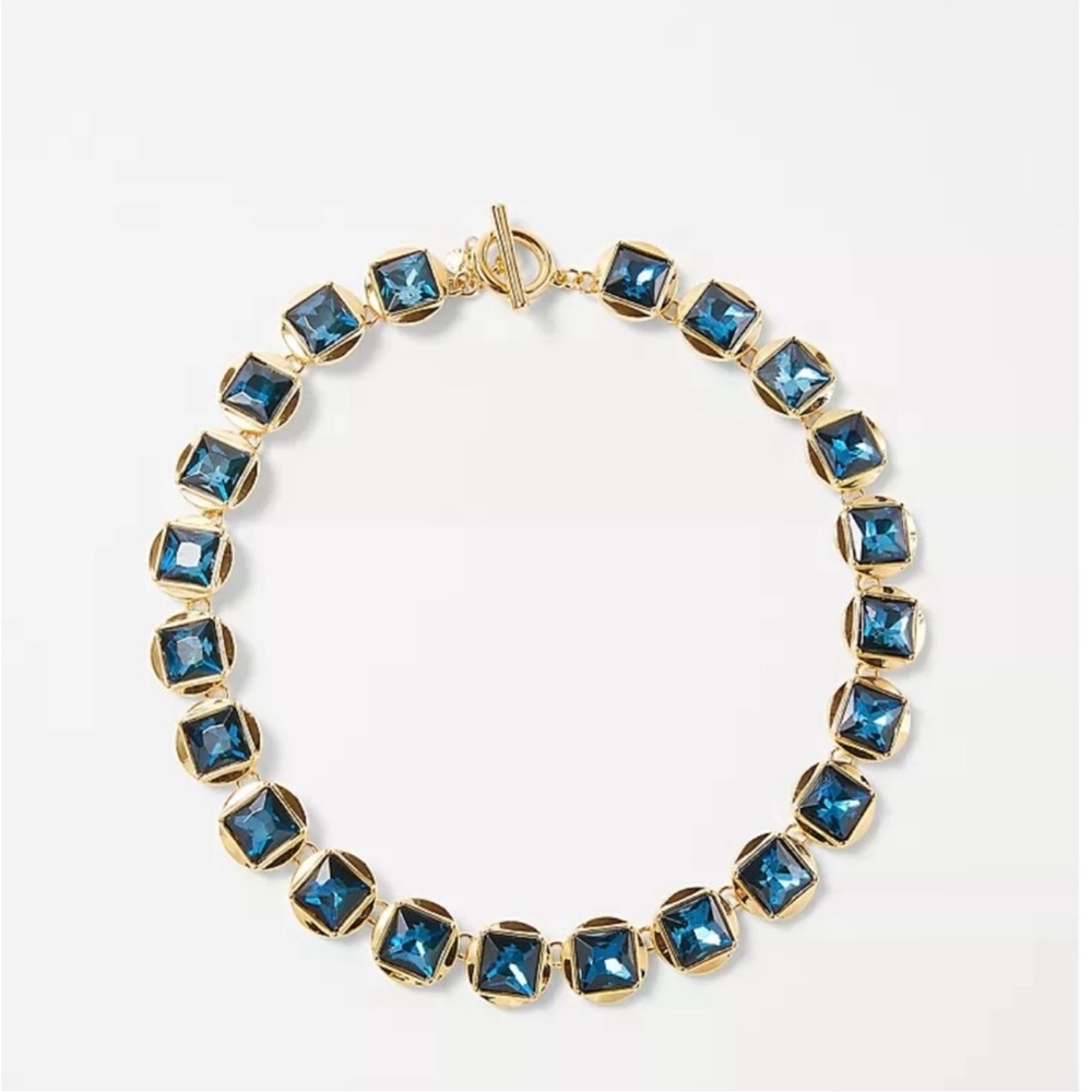 Ann Taylor rectangular crystal metallic necklace